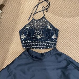 Dark Blue Bedazzled Homecoming/Prom Dress